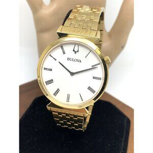 Bulova Men's Watch 97A153 Regatta Quartz White Dial Gold Stainless Steel 38mm